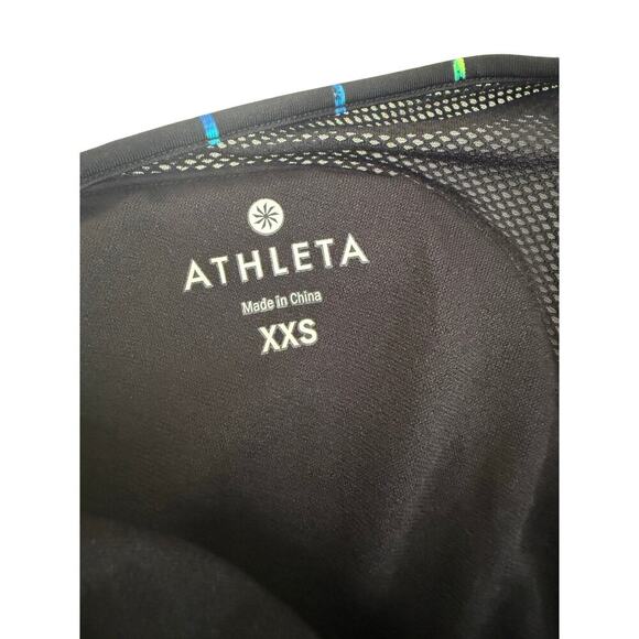 Athleta Mahina Mesh Tankini Swimsuit Top Women’s Size XXS Black Blue Striped - Picture 5 of 6
